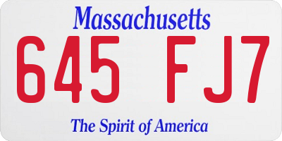 MA license plate 645FJ7