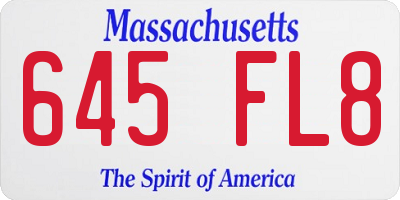 MA license plate 645FL8
