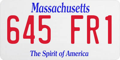 MA license plate 645FR1