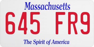 MA license plate 645FR9