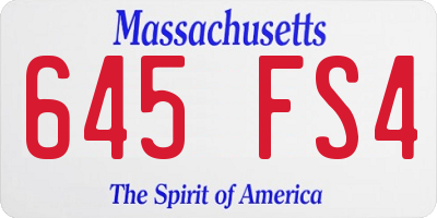 MA license plate 645FS4