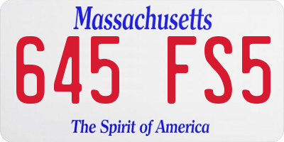 MA license plate 645FS5