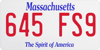 MA license plate 645FS9