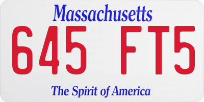 MA license plate 645FT5