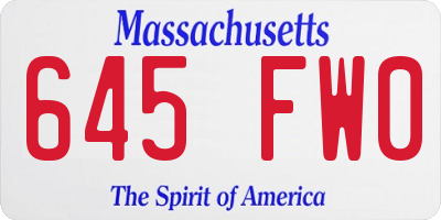 MA license plate 645FW0