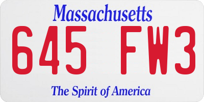 MA license plate 645FW3
