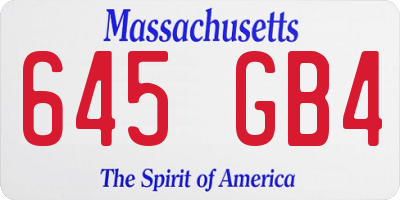 MA license plate 645GB4