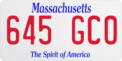 MA license plate 645GC0