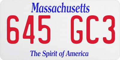 MA license plate 645GC3