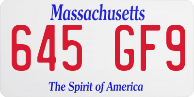 MA license plate 645GF9