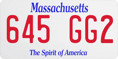 MA license plate 645GG2