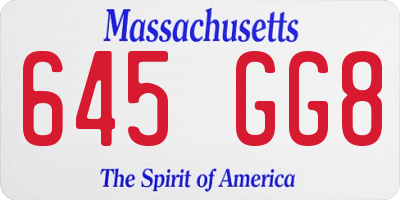 MA license plate 645GG8