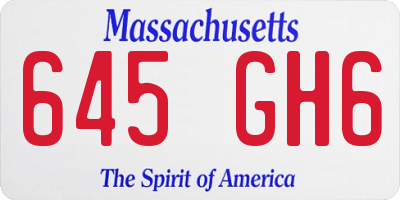 MA license plate 645GH6