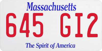 MA license plate 645GI2