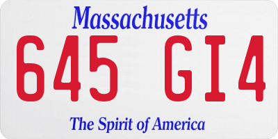 MA license plate 645GI4