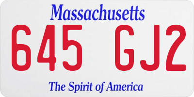MA license plate 645GJ2