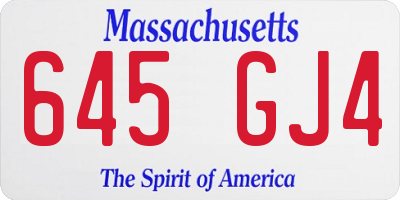 MA license plate 645GJ4