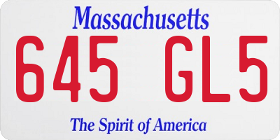 MA license plate 645GL5