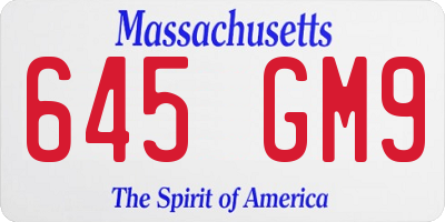 MA license plate 645GM9