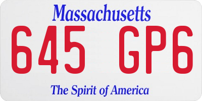 MA license plate 645GP6