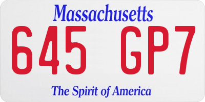 MA license plate 645GP7
