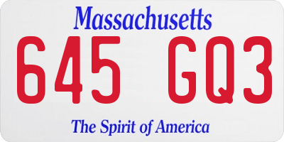 MA license plate 645GQ3