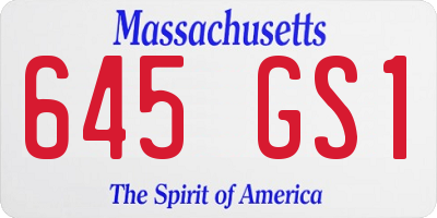 MA license plate 645GS1