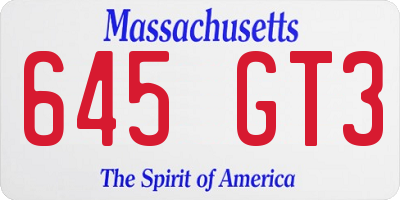 MA license plate 645GT3