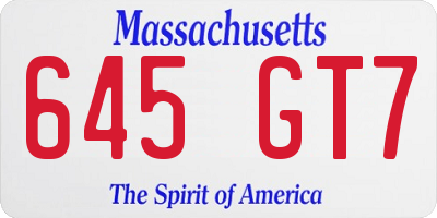 MA license plate 645GT7