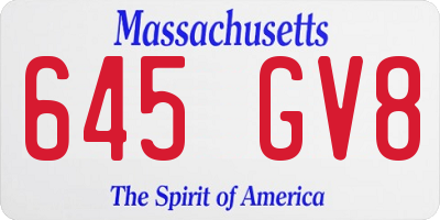 MA license plate 645GV8