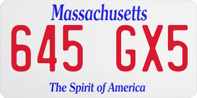 MA license plate 645GX5