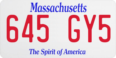 MA license plate 645GY5