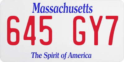 MA license plate 645GY7