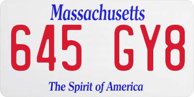 MA license plate 645GY8