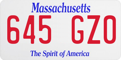 MA license plate 645GZ0