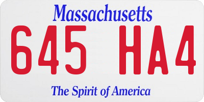 MA license plate 645HA4