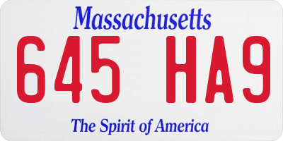 MA license plate 645HA9