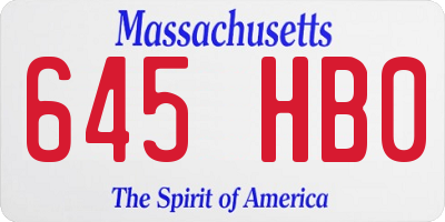 MA license plate 645HB0