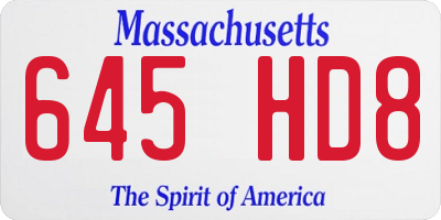 MA license plate 645HD8