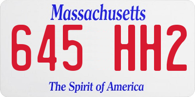 MA license plate 645HH2