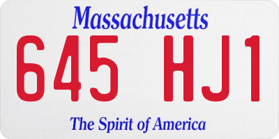 MA license plate 645HJ1