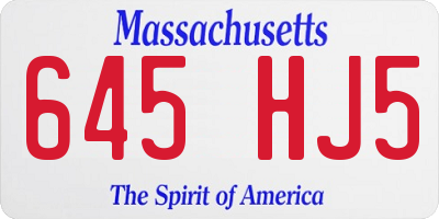 MA license plate 645HJ5