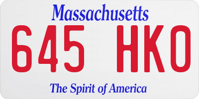 MA license plate 645HK0