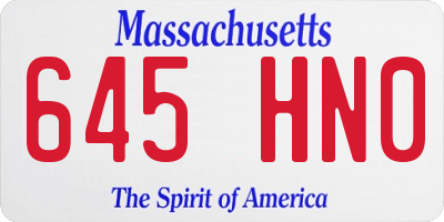 MA license plate 645HN0