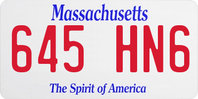 MA license plate 645HN6