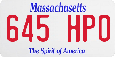MA license plate 645HP0