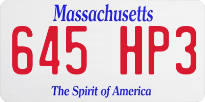 MA license plate 645HP3