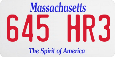 MA license plate 645HR3