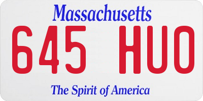 MA license plate 645HU0