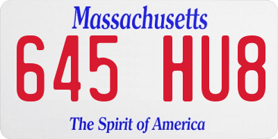 MA license plate 645HU8